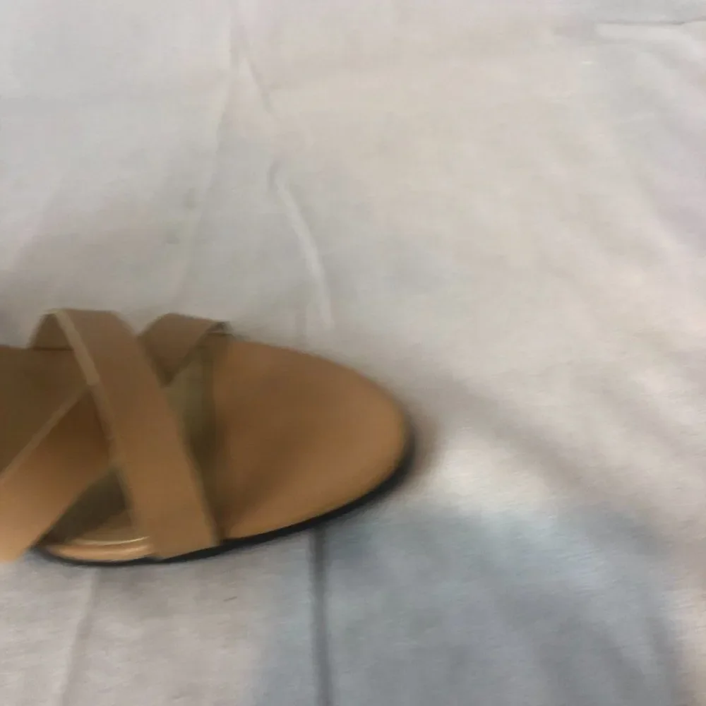 Vaneli Camel Tan Strappy Low Wedge Slingback Sandals size 8 1/2.   C